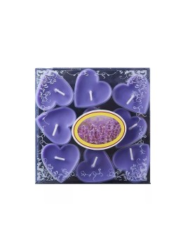 Set 9 Lumanari in Forma de Inima, Flippy, pentru Ziua Indragostitilor, Aroma de Lavanda, Ardere 3.5 h, din Parafina, 4 x 2 cm, Mov