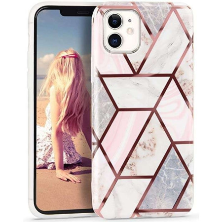 Husa protectie pentru Samsung S20 Ultra Soft IMD TPU Marble Geometric Alb