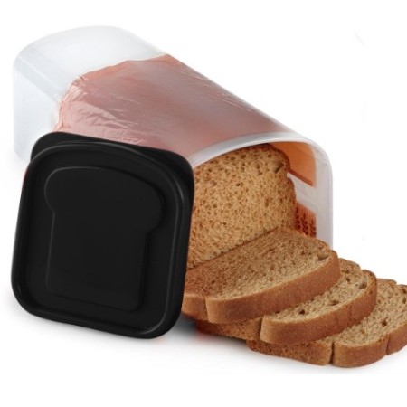 Cutie Depozitare Paine, PC Rezistent, 34 x 13 cm, Capac Negru
