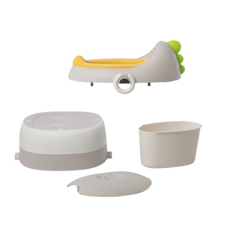 Olita pentru Copii, Flippy, 3 in 1, Detasabila, Inaltator, Reductor WC, cu Capac, 100 de Saci de Unica Folosinta, Gri