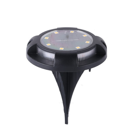 Lampa solara LED tip spot pentru gradina Flippy, cu 4 leduri laterale multicolore si 8 leduri principale alb rece, IP65, material ABS, baterie 2V, 700 mah, 11x13.5 cm, multicolor