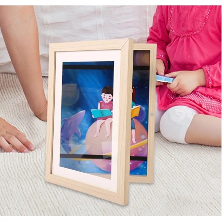 Rama Foto Flippy, din Plastic, cu Spatiu Pentru Depozitare, Pentru Desene si Picturi A4, Sticla Securizata, Maro