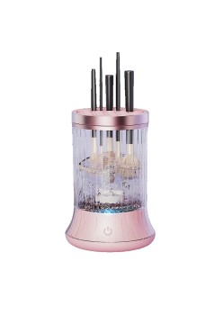 Dispozitiv Portabil de Curatare a Pensulelor de Machiaj, Flippy, pentru Pensule de Diferite Dimensiuni, 5V, 7000RPM, Vibratii Sonice, USB Type C, 9x9x16 cm, Roz