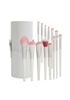 Set 14 Pensule de Machiaj cu Peri Moi, Flippy, cu Suport pentru Depozitare, Bej