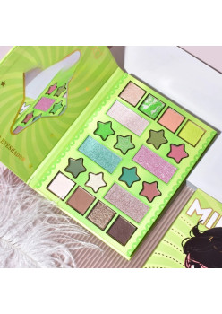 Paleta de Machiaj, KEVIN&COCO, 20 Culori Green Girl, Fard de Pleoape si Blush, Verde