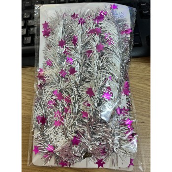 Beteala Craciun cu LED, Mov, model cu stelute, 2 m x 5 cm, PVC, Sir, Artificiala, Flippy