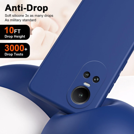 Husa de Protectie, Flippy, pentru Oppo Reno 10 5G, Liquid Silicone, cu Microfibra pe Interior, Protectie Antisoc, Compatibil Incarcare Wireless, Albastru