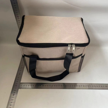 Geanta Termica Flippy pentru Pranz, Compartimente Telefon si Tacamuri, Multifunctionala, Impermeabila, 24x18x21 cm, Crem