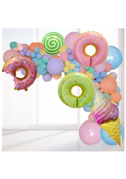 Set baloane pentru arcada, tematica candy, 20 baloane 30 cm, 60 baloane 25 cm, 40 baloane 12.5 cm, 4 baloane folie candy 58 -80 cm