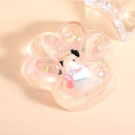 Jucarie Antistres Squishy, Flippy, cu Revenire Lenta, Model Cat Paw, 6.5 x 7 cm, din Tpr, 4-6 Ani, Model 1 Figurina, Transparent