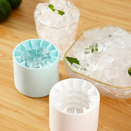 Tava de Gheata din Silicon cu Capac, Flippy, Forma de Gheata pentru Racirea Bauturilor, in Forma de Frapiera, Silicon fara BPA, Cuburi de Gheata, 9x8.5x8 cm, Albastru