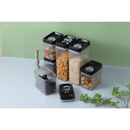Container Borcan pentru Alimente, Flippy, din Plastic, 1.5l, Transparent, Model Abstract