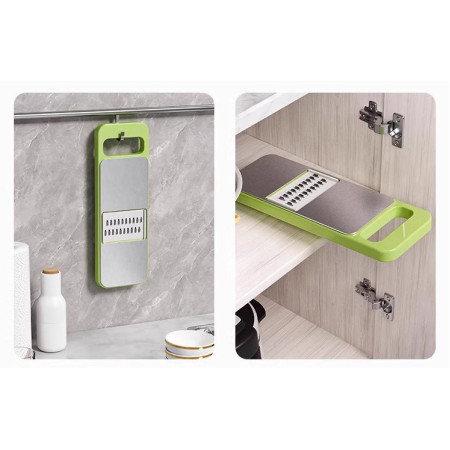 Set Razatoare 7 Piese, Otel Inoxidabil, Ideal Legume, Fructe si branzeturi, Gri-Verde
