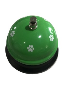 Clopotel Metalic Multifunctional, Flippy, Verde cu Imprimeu Labuta Alba, 7.5x7.5x6.5 cm, Dresaj, Receptie, Restaurante