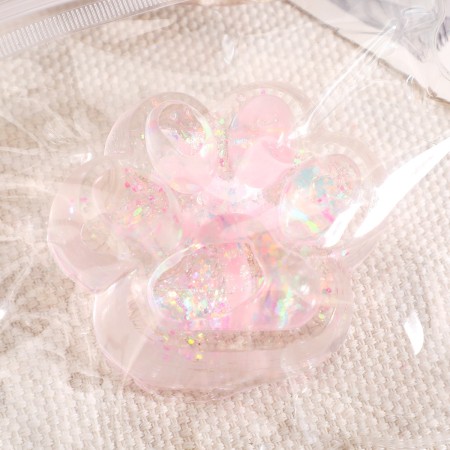 Jucarie Antistres Squishy, Flippy, cu Revenire Lenta, Model Cat Paw, 6.5 x 7 cm, din Tpr, 4-6 Ani, Model 2 Flori, Transparent