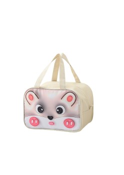 Geantă Frigorifică, Flippy, cu Desene Animat 3D, Portabilă pentru Copii, de Prânz, din Pânză Oxford, 27.5x18x20 cm, Model Soricel, Bej