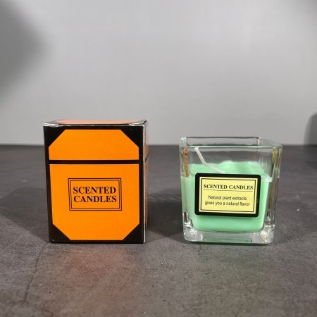 Lumanare Parfumata, Flippy, Model Pahar Transparent, cu Ulei Esential, 4.8 x 5.4 x 5.5 cm, Aroma de Ceai Alb, Verde