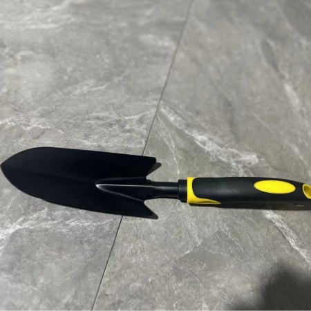 Set 4 Unelte Grădină Plantare și Îngrijire, PVC + Oțel Carbon, Greblă, Săpăligă Dublă, Lopată Mica, Lopată Lată, 43 x 11 cm, Negru/Galben