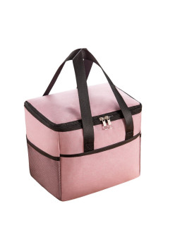 Geanta Termica Flippy pentru Pranz, Compartimente Telefon si Tacamuri, Multifunctionala, Impermeabila, 24x18x21 cm, Roz
