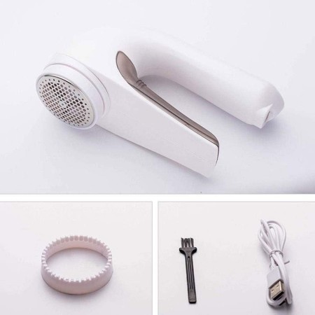Aparat Pentru Curatat Scame, Par Si Praf, Flippy, Trimmer pentru Diferite Tipuri De Material, Cu Lame Din Otel Inoxidabil, Maner Ergonomic, Incarcare Prin USB, 15x6x9 cm, Alb