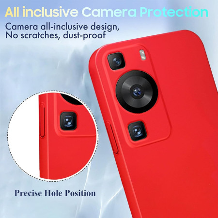 Husa de Protectie, Flippy, pentru Huawei P60 Pro, Liquid Silicon, cu Microfibra pe Interior, Protectie Antisoc, Compatibil Incarcare Wireless, Rosu