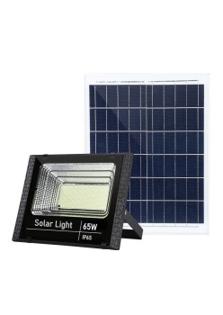 Proiector LED SMD 65W cu incarcare solara Flippy, panou solar, cu telecomanda, suport prindere, material ABS, 3AH, 114 LED-uri, 271Lm, 20x15 cm, negru