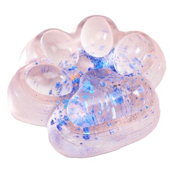 Jucarie Antistres Squishy, Flippy, cu Revenire Lenta, Model Cat Paw, 6.5 x 7 cm, din Tpr, 4-6 Ani, Model 4 Sclipici, Transparent
