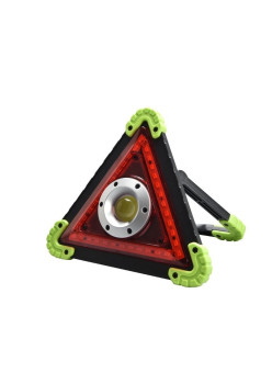 Triunghi Multifunctional de Avertizare, Flippy, Lanterna LED, Impermeabil IP65, 800 lm, 2 x AA, Functie Incarcare Telefon, USB si Micro USB, COB 33, Verde