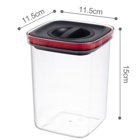 Cutie de Depozitare Alimente, Flippy, 1300 mL,  cu capac, Transparenta-neagra