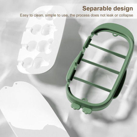 Forma pentru inghetata Flippy, 4 compartimente, forme cu animalute, materialsilicon si ABS, 21 x 12.8 x 3cm, verde