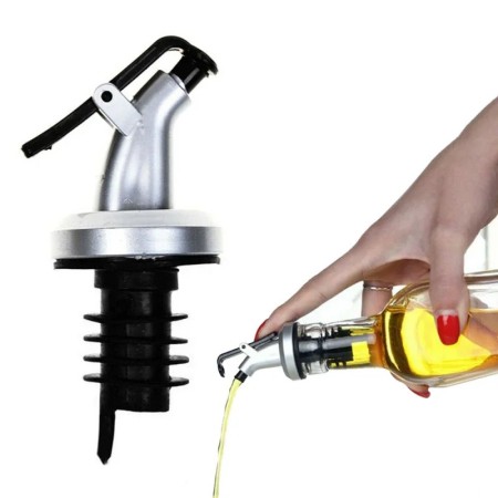 Picurator cu Dop pentru Sticla, Flippy, Dop Dispenser pentru Ulei Sosuri, 8.5 x 3 cm, Argintiu