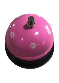 Clopotel Metalic Multifunctional, Flippy, Roz cu Imprimeu Labuta Alba, 7.5x7.5x6.5 cm, Dresaj, Receptie, Restaurante