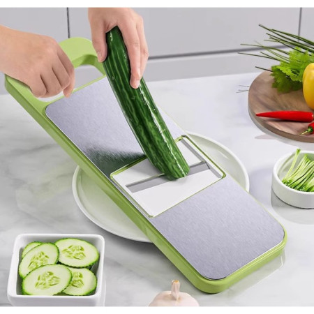 Set Razatoare 7 Piese, Otel Inoxidabil, Ideal Legume, Fructe si branzeturi, Gri-Verde