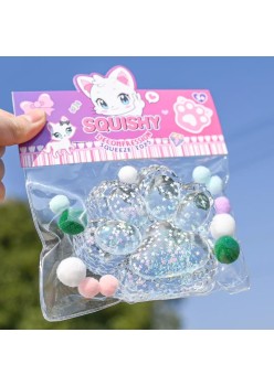 Jucarie Antistres Squishy, Flippy, cu Revenire Lenta, Model Labuta de Pisica Pufoasa, 12.5x10.5 cm, 220g, Squeeze Pinch Family, 