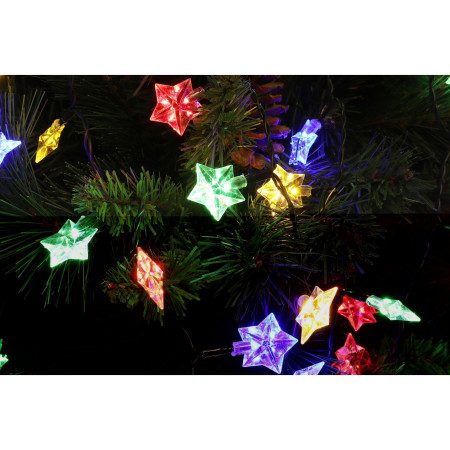 Instalatie de Craciun cu Model Stelute, Liniara RGRB, 10 m, 220V, 40 LED, Interconectabila, Fir Negru, multicolor