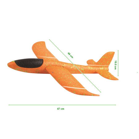 Avion Planor Polistiren 47 cm Portocaliu – Jucarie Zburatoare Usoara pentru Copii