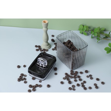 Cutii de Depozitare Alimente, Flippy, Set din 6 Cutii de tip Container, Recipiente pentru Cereale in Bucatarie,  Transparente cu Capac Negru
