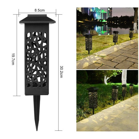 Lampă Solară LED pentru Grădină, Design Felinar cu Acoperiș, Iluminare Alb Cald, IP65, 600mAh, 30.2 cm