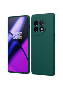 Husa de Protectie, Flippy, pentru OnePlus 11 5G, Liquid Silicone, cu Microfibra pe Interior, Protectie Antisoc, Compatibil Incarcare Wireless, Verde