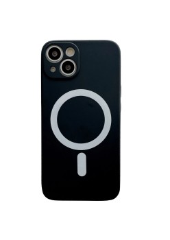 Husa MagSafe pentru Apple iPhone 14 Pro Max, Silicon, Protectie pentru camera, Magnetica, Incarcare Wireless,  Flippy, Negru