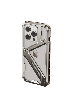 Husa de Protectie Armor Metal Compatibila cu iPhone 15 Pro Max, Flippy, Antizgariere, Antisoc, Protectie Supraincalzire, Gri Metalizat