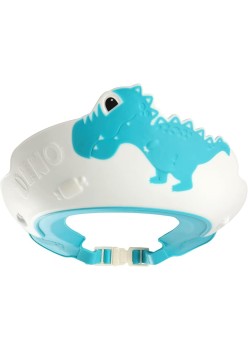 Viziera de Protectie Baie Pentru Copii, Fippy, Model Dinozaur, Dimensiune ajustabila, Durabil, Usor de curatat, Impotriva Samponului, pentru Ochi si Urechi, TPE+PP, 22x21 cm, Albastru