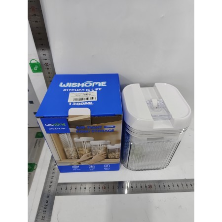 Cutii de Depozitare Alimente, Flippy, Set din 2 Cutii de tip Container, Recipiente pentru Cereale in Bucatarie,  Transparente cu Capac Alb, 0.5 L-10x10.5 cm, 1.3 L-12.5x12.5x16.5 cm