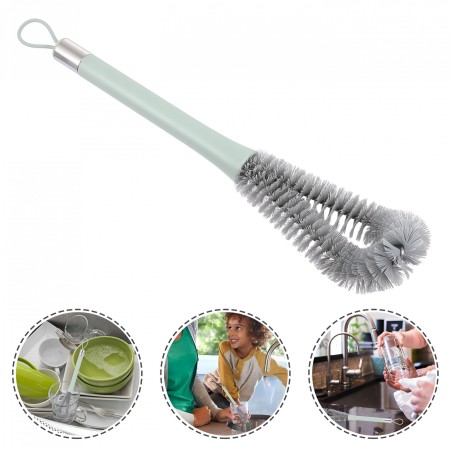 Perie de Curatat Pahare, Sticle, Biberoane, Flippy, cu Maner Lung, Uz Casnic, Silicon, Ergonomic, 3.9x5.4x38.5cm, Verde