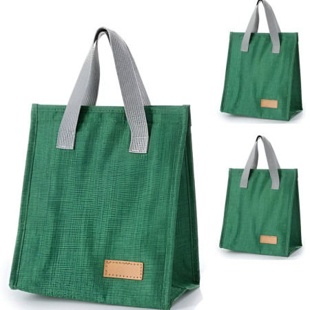 Geanta Termoizolanta Tip Bento Bag Flippy, Camping Cooler, Aluminiu, 22.5x13x25,5 cm, 3.3 L, Verde