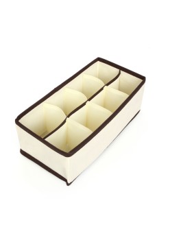 Cutie Depozitare Lenjerie, Sutiene, Șosete, 8 Compartimente, Pânză Oxford, Design Pliabil, 32x16x10 cm, Bej
