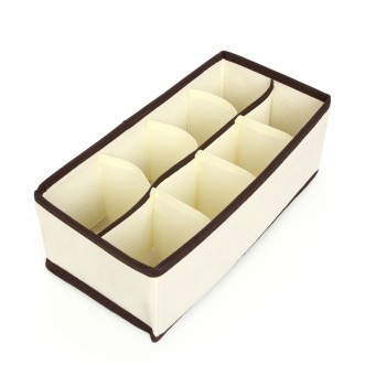 Cutie Depozitare Lenjerie, Sutiene, Șosete, 8 Compartimente, Pânză Oxford, Design Pliabil, 32x16x10 cm, Bej