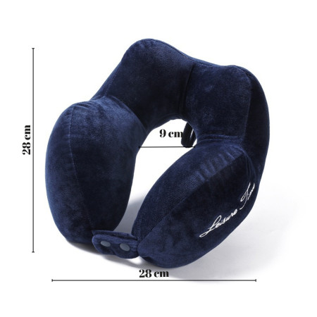 Pernă de Călătorie pentru Gât, Bumbac Moale, Suport Ergonomic cu 4 Puncte de Susținere, Ajustabilă, Albastru