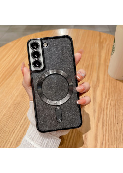 Husa de Protectie 2 in 1, Flippy, pentru Samsung Galaxy S24+, Glitter Chrome Magsafe, din TPU, Magnetica, cu Protectie Lentila, Negru