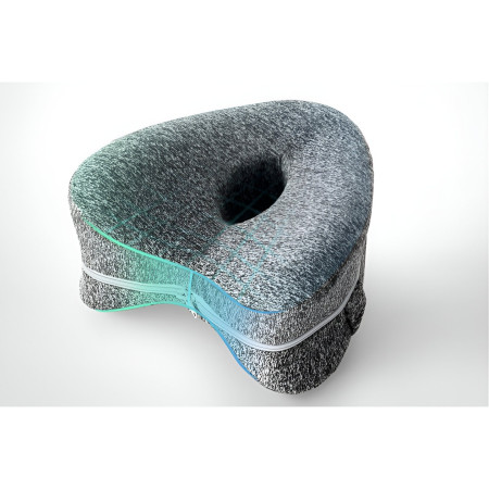 Pernă Ortopedică pentru Picioare, Design Anatomic în Formă de Inimă, Spumă cu Memorie, Curea Anti-Cădere, 25x23x13 cm, Gri